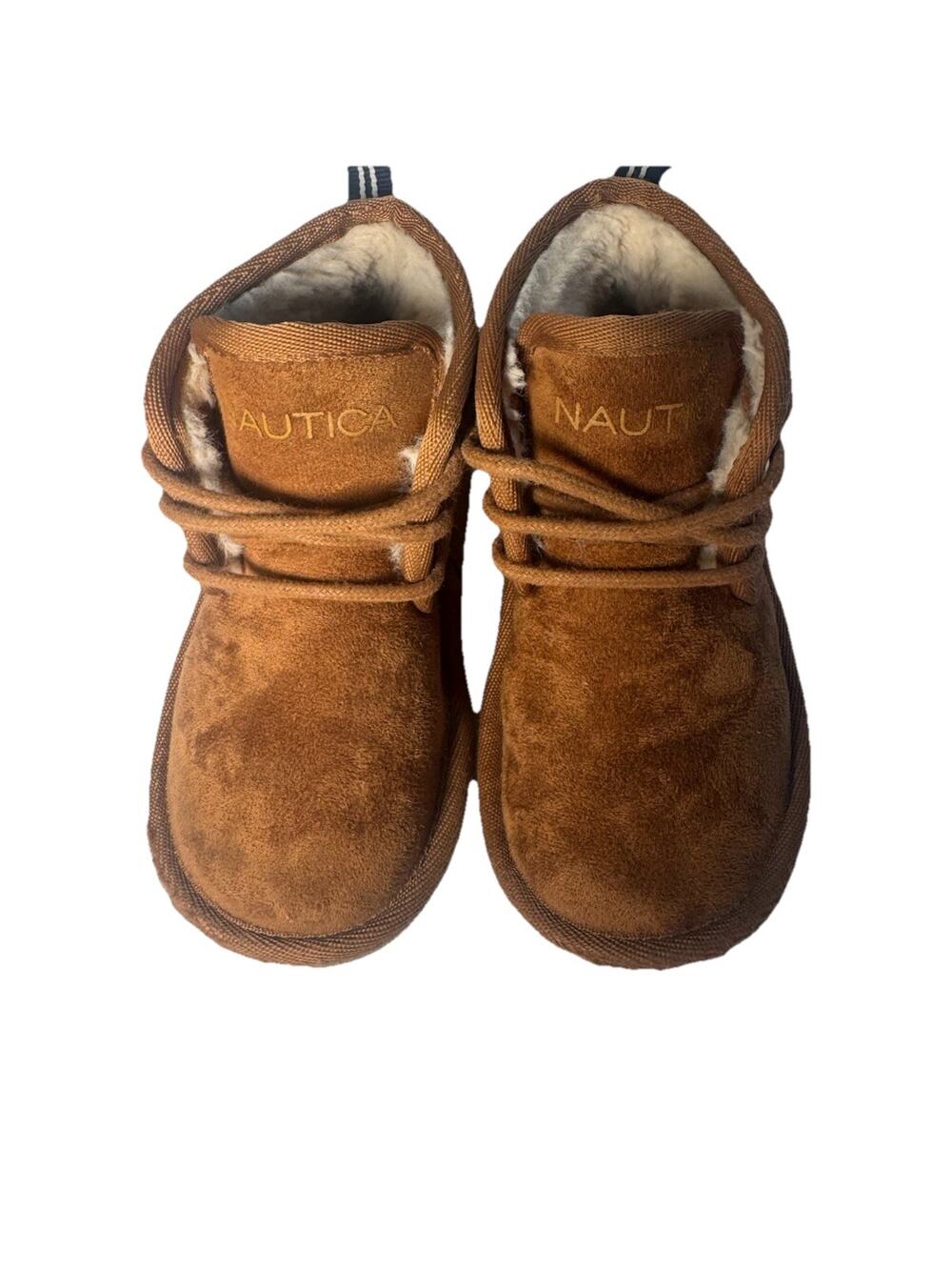 Nautica Dulverton-T Kids Sherpa Lined Ankle Boots Chestnut Brown Size 8 Youth